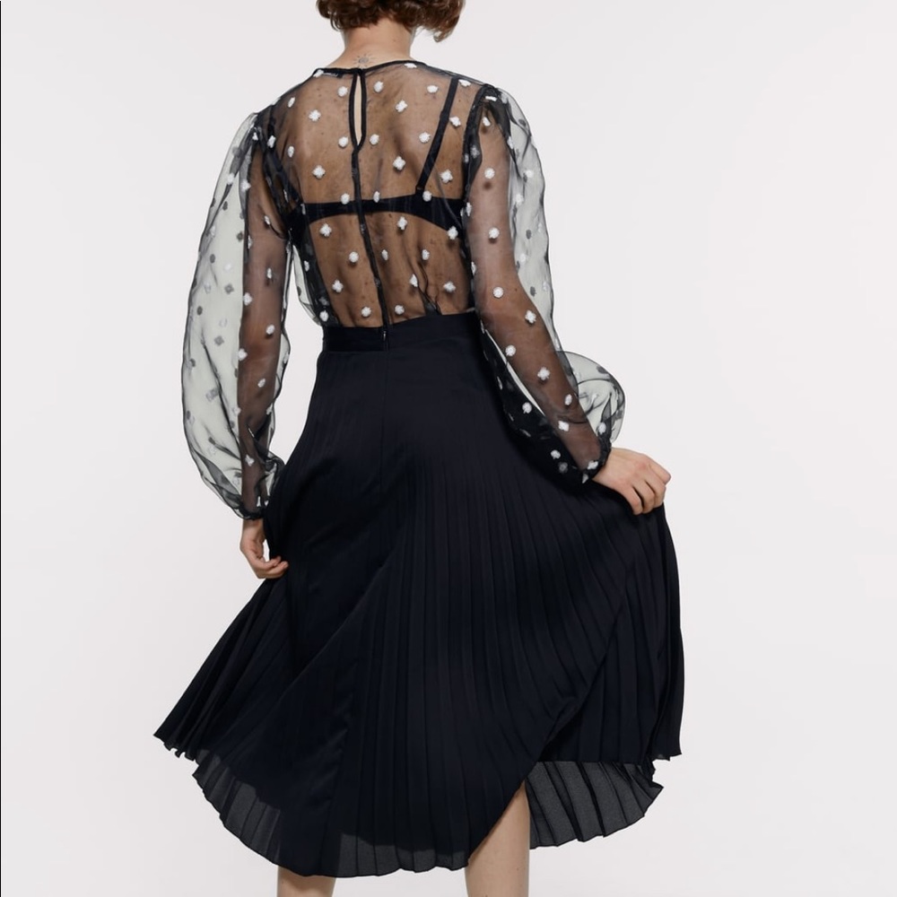 ZARA Embroidered Organza Top - Picture 4 of 7